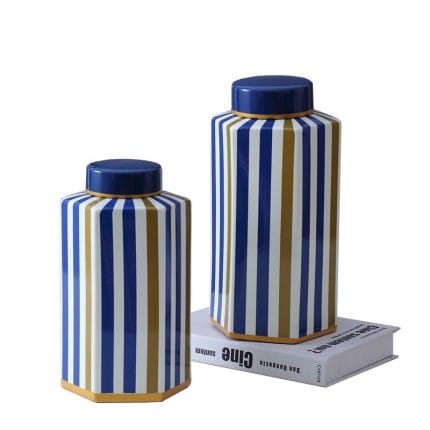 Blue and Brown Mixed-color Column Painting Ceramic Flower Vases