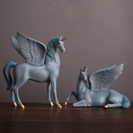 Creative Style Blue Pink White Myth Resin Unicorn Table Decoration Colorful Pegasus Sets Craft Ornaments For Home Decor
