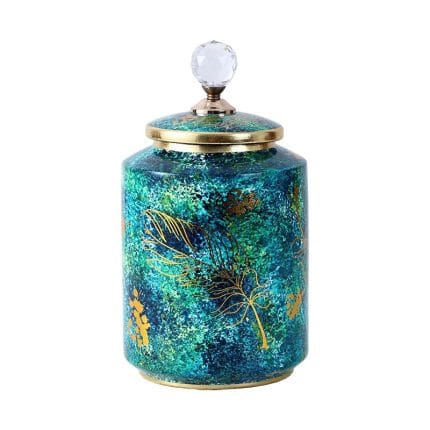 Green Leaf Painting Ceramic Flower Vase from elailan