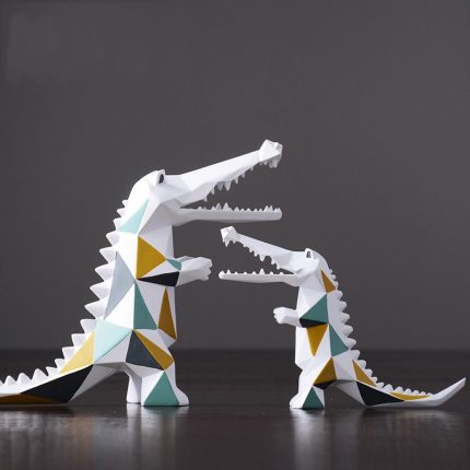 Modern Simple Style Geometry Resin Crocodile Sets In Colorful Triangle Animal Table Decoration Creative Craft Ornaments In Dining Room For Home Decor