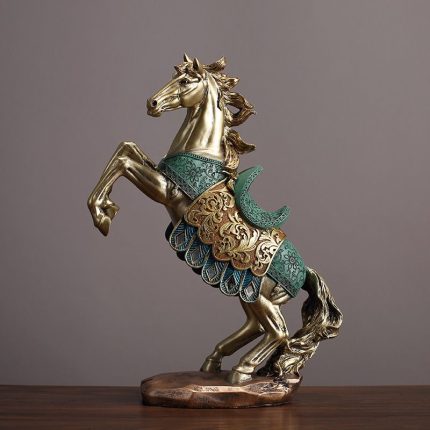 New Classic Style Golden Resin Horse Table Decoration Chinese Horse Sets Crossing Craft Ornaments For Home Decor