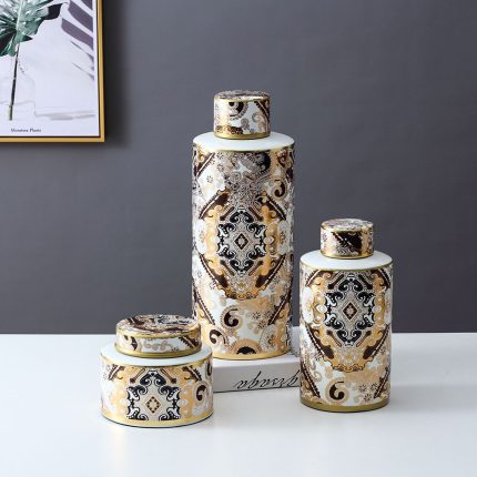 Nordic-Style-Three-In-One-Set-Household-Decoration-Dried-Flower-Ceramic-Storage-vase-With-Lid-For-Home