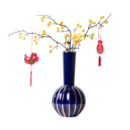 Chinese Jingdezhen Electroplate Red Blue White Green Ceramic Flower Vase For Dining Room Decor