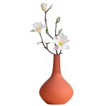Elegant Simple Style Hand Made Large Orange Ceramic Flower Vase For Coffee Shop Decor