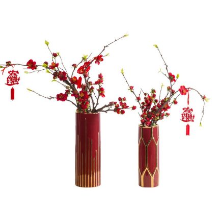 Light Luxury Chinese Electroplate Large Green Blue White Ceramic Vase For TV Bench Decor