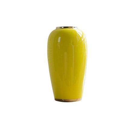 Modern Simple Fashion Art Yellow Ceramic Dry Flower Vase For Home Decor