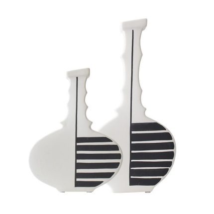 Modern Simple Minimalism Geometry Creative White Black Stripe Ceramic Vase For Study Decor