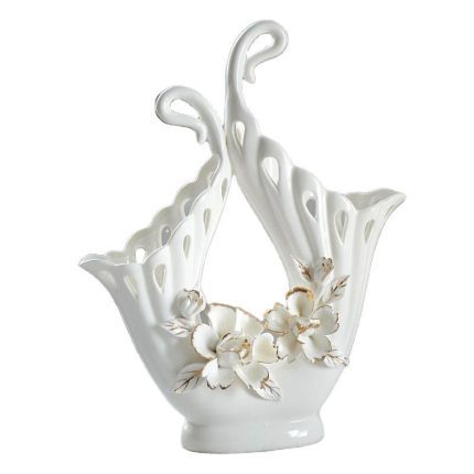 Chinese Creative White Gold Electroplate Gild Ceramic Vase For Model Room Decor