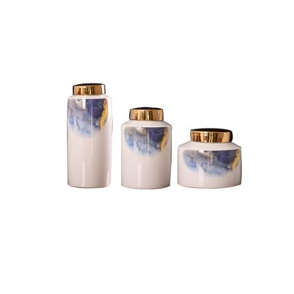 Chinese Light Luxury Simple Elegant Purple White Gold Ceramic Vase For Shopping Mall