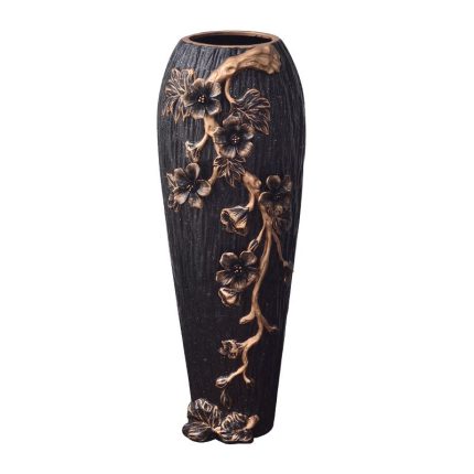 Classical Nordic Hand Made Color Paint Large Black Ceramic Floor Vase For Showroom Decor