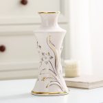 Creative Palace European Romantic Gild White Tall Ceramic Vase For Living Room Decor