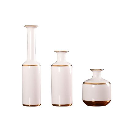 European Elegant Simple Large White Gold Ceramic Vase For Home Dry Flower Decor