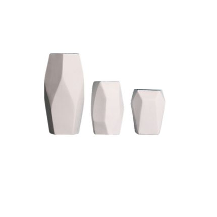 Geometry Chinese White Modern Simple Elegant Ceramic Plant Vase For Shopping Mall Decor