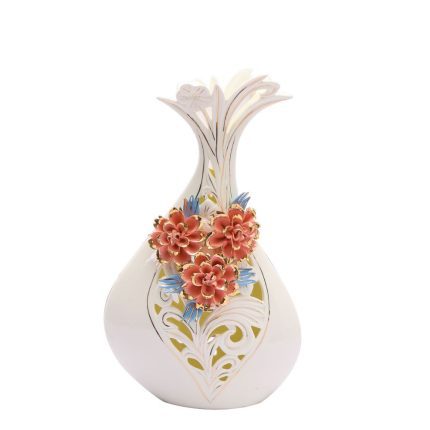 Hollow Modern Simple Gild Creative White Ceramic Flower Vase For Living Room Decor