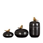 American Nordic Simple Gild Bird Hand Made Blue Black Ceramic Vase For Living Room