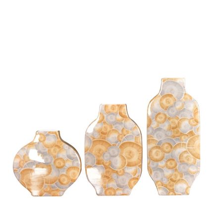 Hand Made Color Paint Jingdezhen Chinese Flat Square Yellow Ceramic Flower Vase For Study