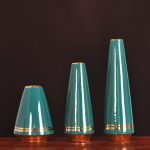 Light Luxury Chimney Creative Gild White Green Ceramic Plant Vase For Dry Flower Decor
