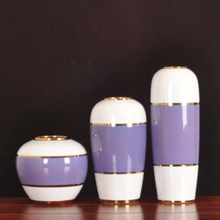 Light Luxury Chimney Creative Gild White Green Ceramic Plant Vase For Dry Flower Decor