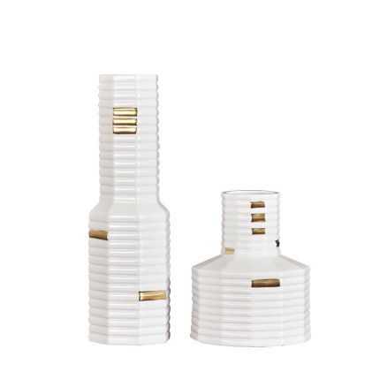 Modern Simple Gild Coral Fashion Fresh White Ceramic Vase For Showroom Club Decor