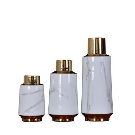 Hexagonal White Ceramic Vase Bottle