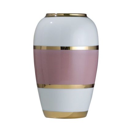 Modern Simple Fashion Gild Pink White Ceramic Flower Vase For Artificial Flower Decor