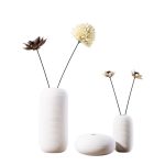 Biscuit Firing Modern Simple Style White Hand Kerf Geometry Ceramic Vase For Living Room