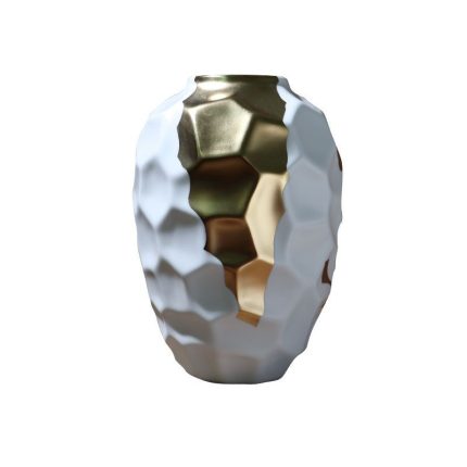 Creative Modern Simple Fashion White Gild Ceramic Flower Vase For Living Room Decor