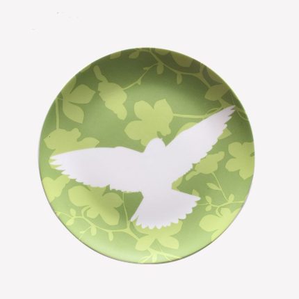 Creative Small Matte Frost White Bird Green Ceramic Plate For Food And Wall Decoration