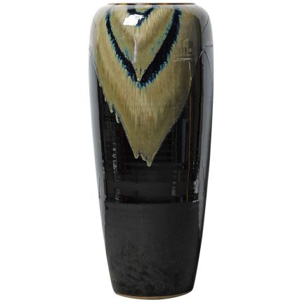 European Mediterranean Simple Hand Made Large Black Ceramic Vase For Bedroom Decor