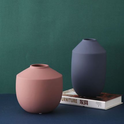 Fashion Frosted Textures Nordic Style Hotel Ornament Color Ceramic Vase For Showroom