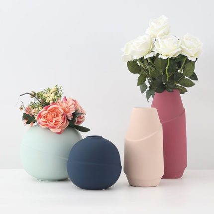 Flower Arrangement Table Decoration Round Ceramic Vase For Wine Cabinet