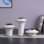 Flying Saucer Creative Three-Piece Yellow Green White Jingdezhen Gilded Ceramic Vase Hotel Decoration