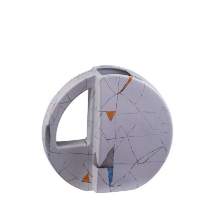 Geometric Pattern Modern Simple Hollow Ceramic Flower Vase For Living Room Stydy Bedroom