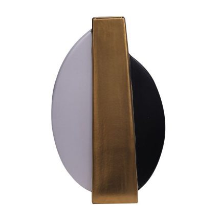 Half Moon Black White Gild Modern Simple Jingdezhen Ceramic Flat Vase For Home Study