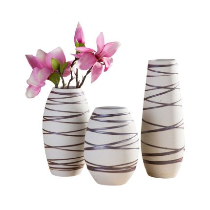 High Sealing Matte Color Glaze White Hand Made Ceramic Vase Fresh Dry Flowers Decoration