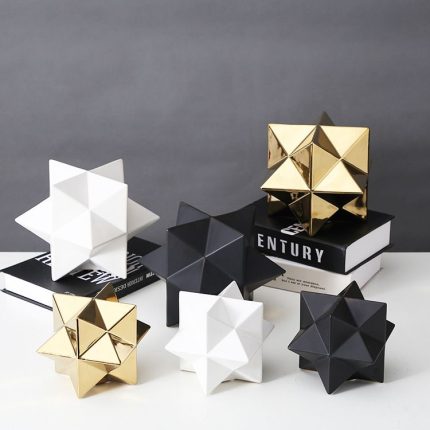 Irregularity Nordic Style Geometrical Gold Black White Five-Pointed Star Ceramic Art Decor