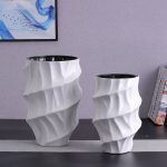 Irregularity Paper Folding Whirlwind Gear White Custom Made Ceramic Vase Bottle Art Decoration