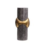 Light Luxury Classcial Grey Leather Gild Convex Ceramic Vase Decor For Dry Fresh Flower
