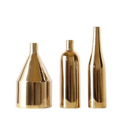 Luxurious Nordic Ins Style Electroplate Gild Gold Hand Made Ceramic Vase For Showroom