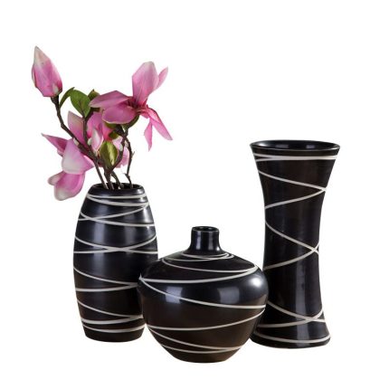 Matte Glaze Large White Stripe Sculpture Jingdezhen Ceramic Vase Decoration For Grow Fresh Flowers