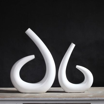 Matte Simple Style Unique Creative Water Drop Ceramic Dry Flower Vase For Hotel Office