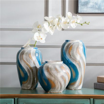 Mediterranean Simple Style Abstract Hand Paint Colours Ceramic Vase For Table Decoration