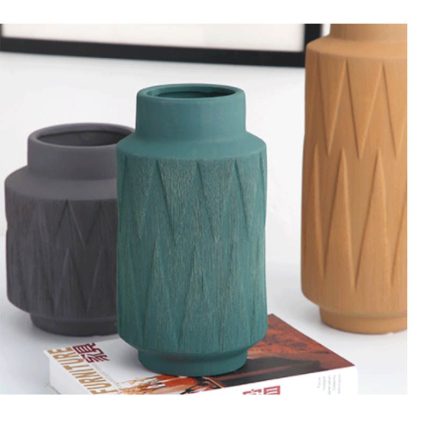 Modern Simple Style Ceramic Vase Hand Made Cylindrical Shape Chinese Vase For Room Decor