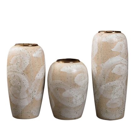 Modern Simple Style Large Yellow Gild Hand Paint Jingdezhen Ceramic Floor Vase For Living Room