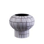 Nordic Creative Brown Stripe White Ceramic Table Vase For Hotel Showroom Decoration Art