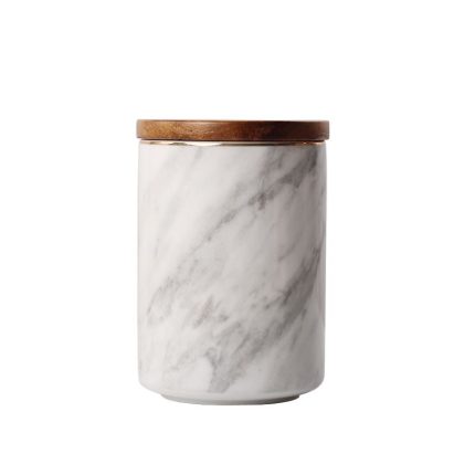 Nordic Fashion Hand Made Marble Ceramic Seal Storage Pot Canisters With Cover For Coffee Tea Candy 