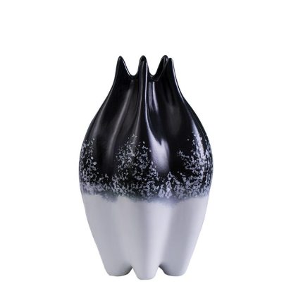 Unique Skin Texture Light Luxury White Black Ceramic Vase For Club Ktv Hotel Office Decor