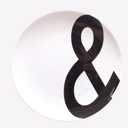 creative decoration nordic style wall black letter white hang ceramic plate for living room