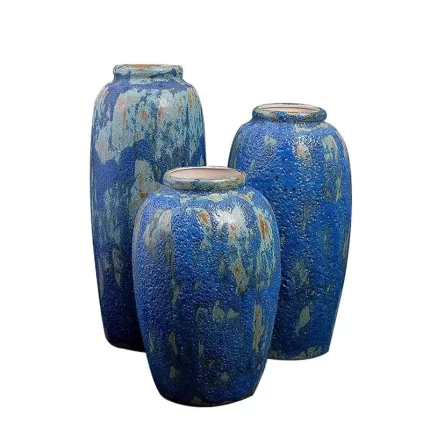 Bubble Glaze Large Blue Ceramic Floor Vase For Hallway Saloon Dining Room Decor
