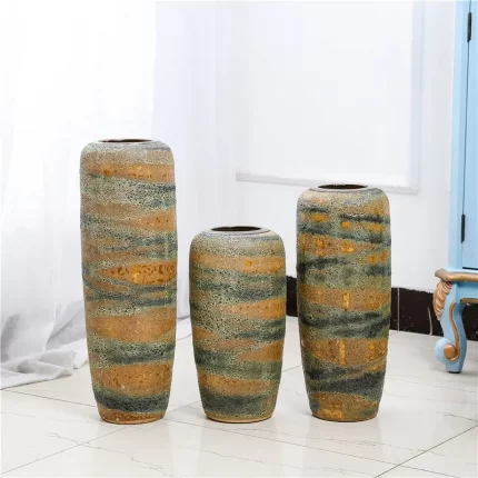 High Temperature Fambe Classical Style Jingdezhen Ceramic Flower Vase For Living Room Decor